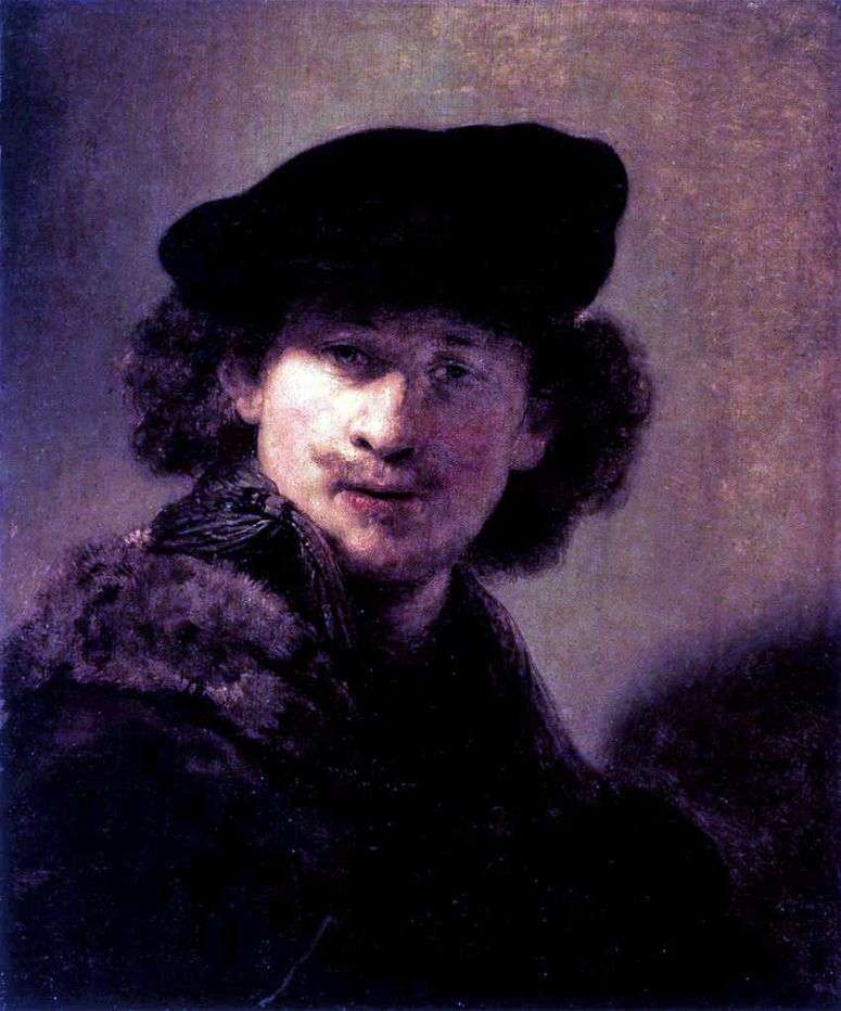 Автопортрет в вельветовом берете   Рембрандт Харменс Ван Рейн
