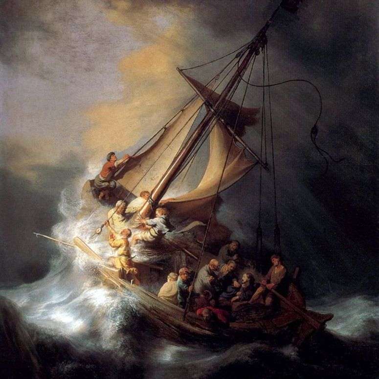Челнок Христа во время бури   Рембрандт Харменс Ван Рейн