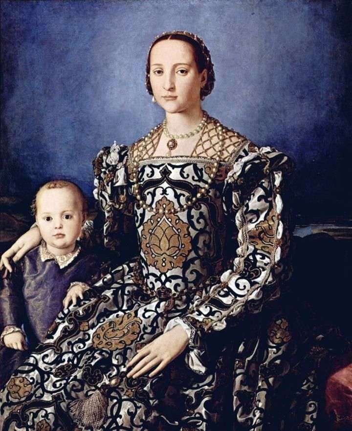 Портрет Элеоноры Толедской с сыном Джованни Медичи   Аньоло Бронзино