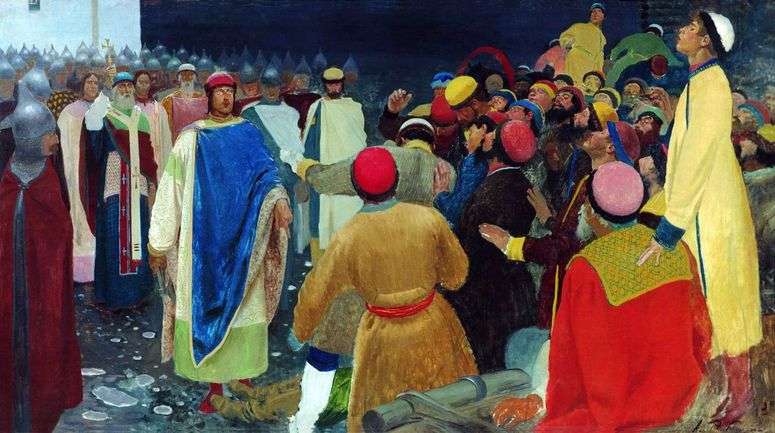 Князь Глеб Святославович убивает волхва на Новгородском вече (Княжий суд)   Андрей Рябушкин