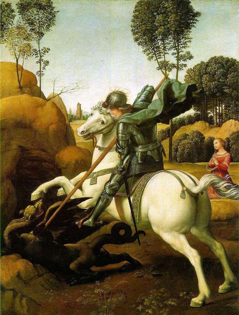 Битва святого Георгия с драконом   Рафаэль Санти