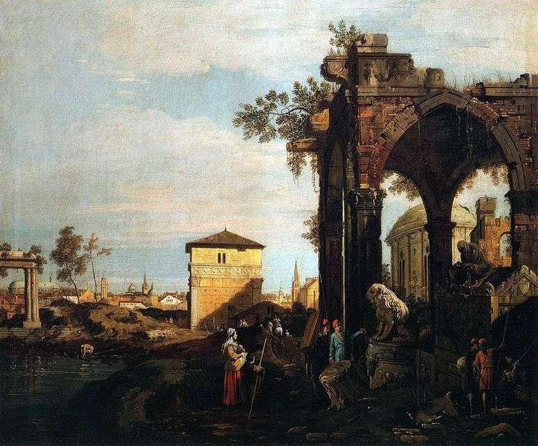 Каприччо с руинами и воротами Портелло в Падуе   Антонио Каналетто