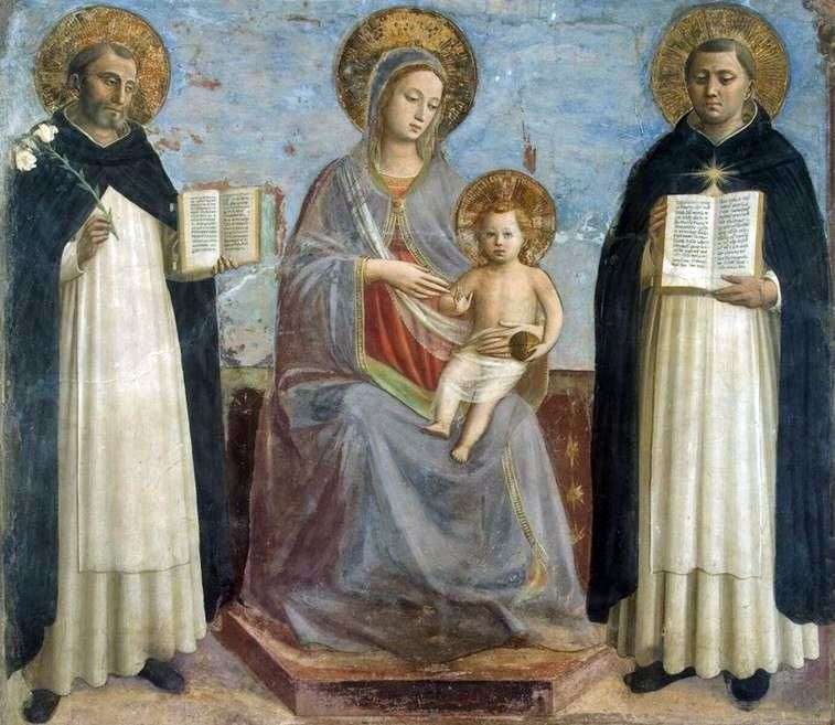 Мадонна с Младенцем, святым Домиником и святым Фомой Аквинским   Фра Беато Анджелико