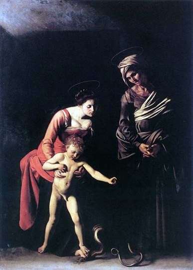 Мадонна со змеей   Микеланджело Меризи да Караваджо