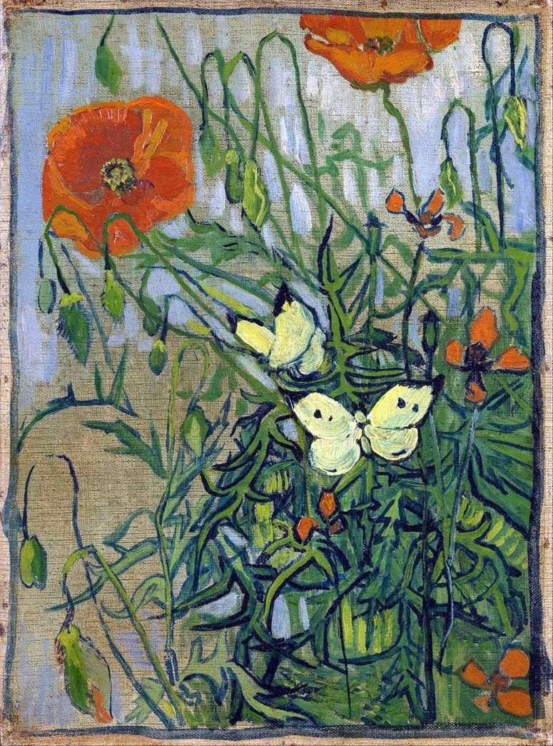 Маки и бабочки   Винсент Ван Гог