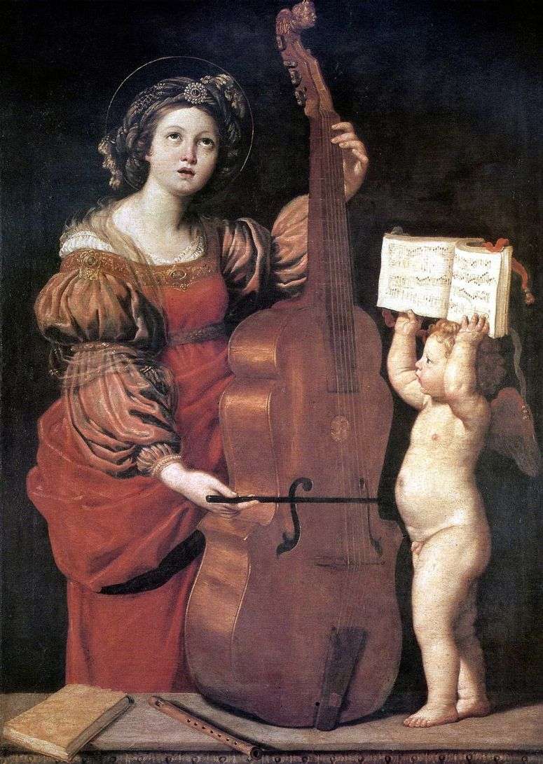 Музицирующая св. Цецилия с ангелом   Доменикино
