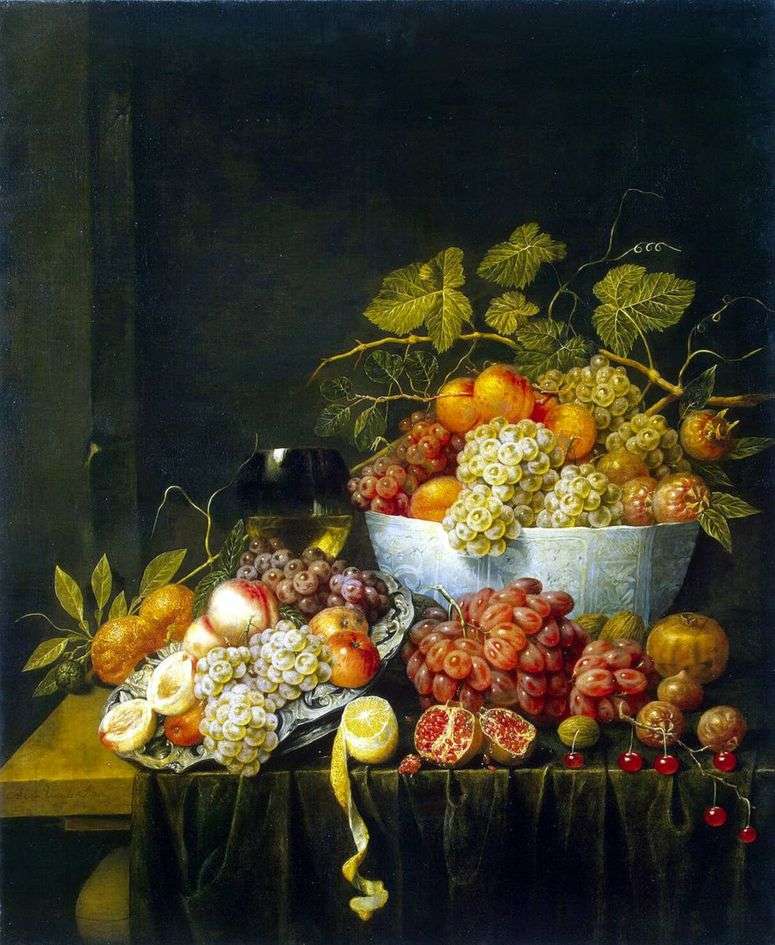 Натюрморт с виноградом   Адриан ван Утрехт