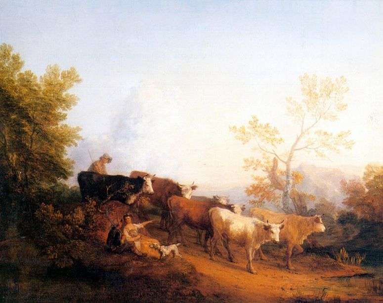 Пейзаж с возвращающимся стадом   Томас Гейнсборо