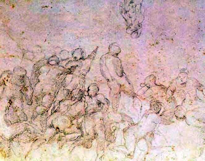 Подготовительный этюд к картине Битва при Кашине   Микеланджело Буонарроти
