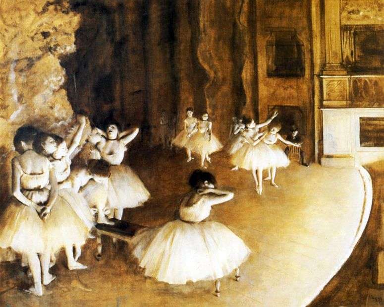 Репетиция балета на сцене   Эдгар Дега