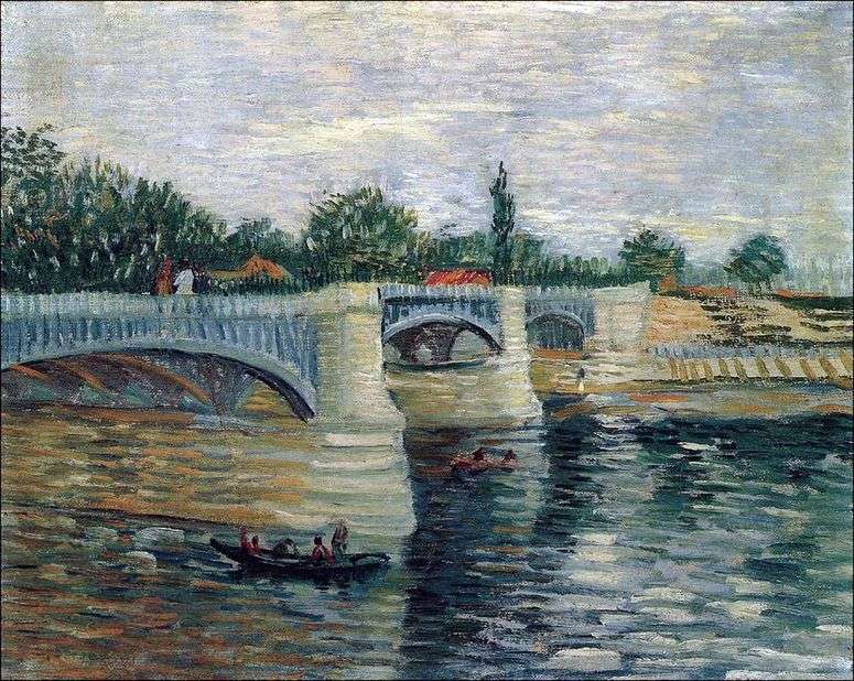 Сена с Понтонным мостом Гранд Джет   Винсент Ван Гог