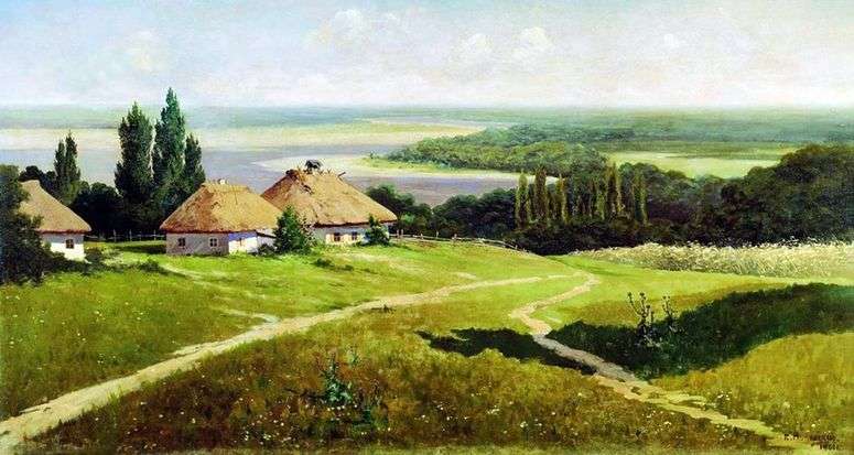 Украинский пейзаж с хатами   Владимир Маковский