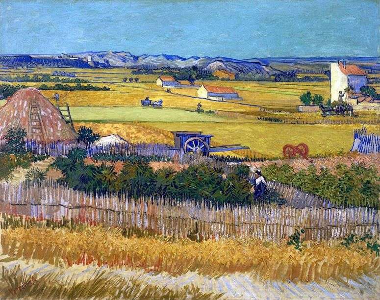 Урожай в Ла Кро, и Монмажор на заднем плане (Сбор урожая)   Винсент Ван Гог